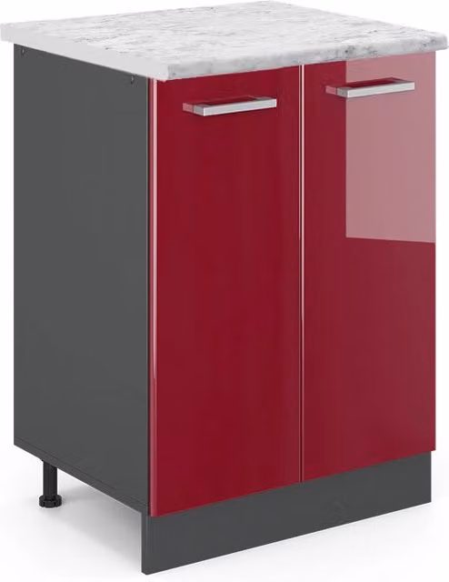 Mobiletto base cucina R-Line Rosso lucido/Antracite 60 cm PL Marmo Vicco