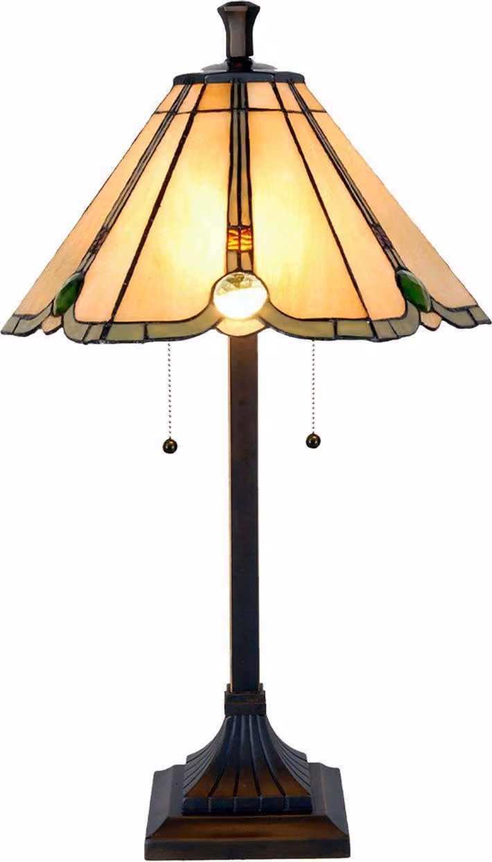 LumiLamp Tiffany lampada da tavolo Ø40x67 cm Beige Brown Vetro Poliresina Attacco E27