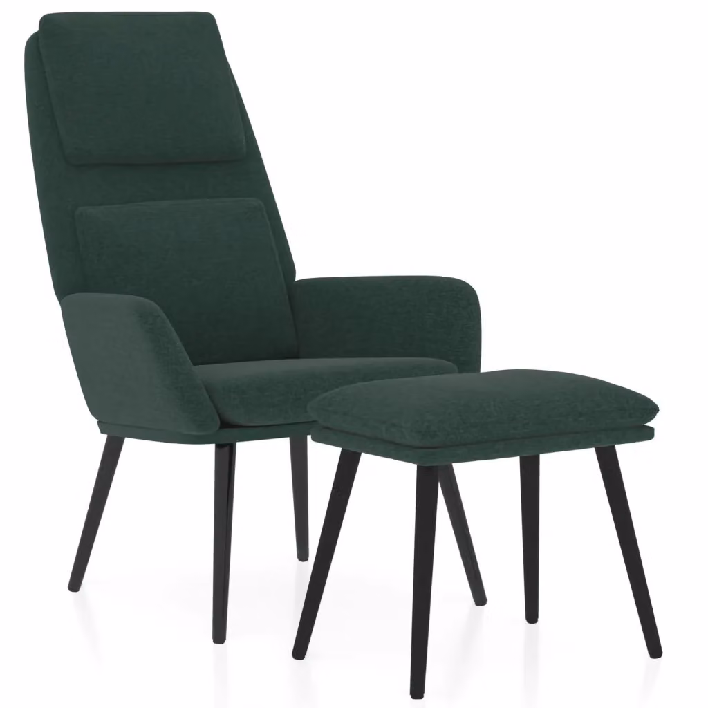 Poltrona Relax Recliner con Poggiapiedi vidaXL in Tessuto Verde con Braccioli e Struttura in Legno e Metallo – 2