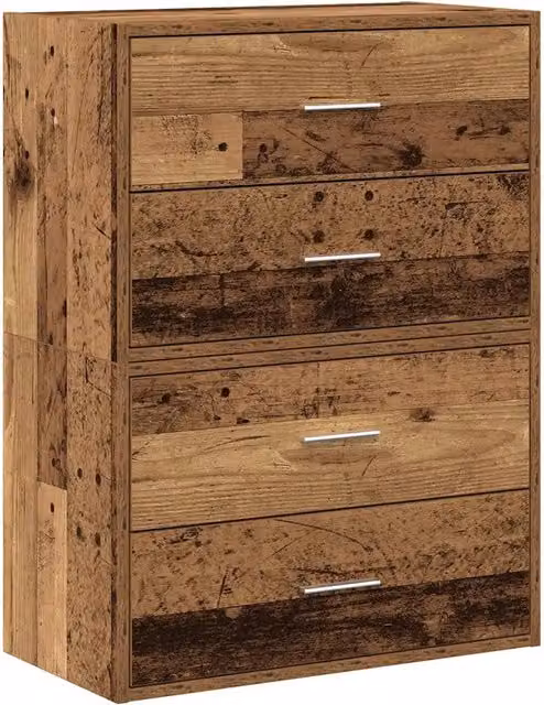 Set di 2 armadietti con 2 cassetti spazio di archiviazione impilabile 60 x 31 x 40 cm in legno ingegnerizzato legno vecchio 02_0051202