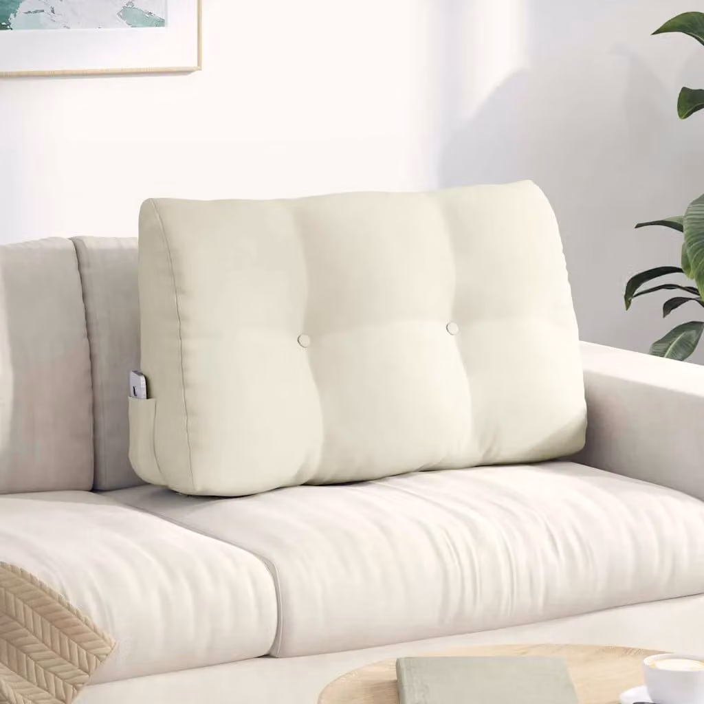 Cuscino per schiena ergonomico vidaXL in velluto beige L 80 x P 24 x H 50 cm