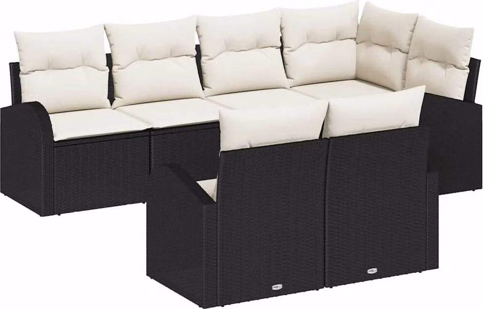 Set Divano da Giardino Nero polyrattan