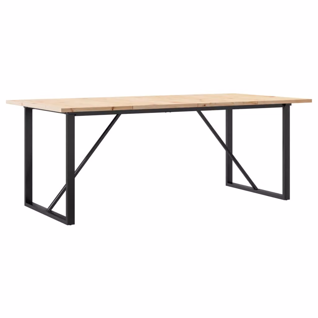 Tavolo Pranzo Telaio a O 200x100x75,5 cm Legno Pino e Acciaio