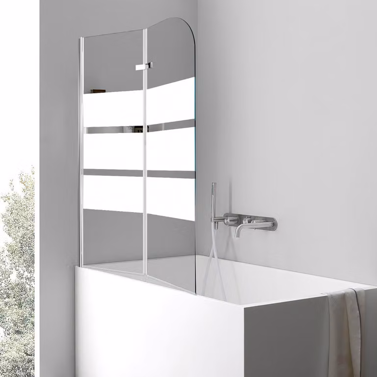Jopassy attacco bagno pieghevole chiaro NANO vetro ESG 6mm cabina doccia per vasche da bagno 2 pezzi pieghevole 100*140CM bianco