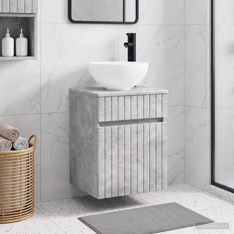 Mobile lavabo da parete moderno vidaXL Grigio, L 39 cm x P 35 cm x H 63 cm