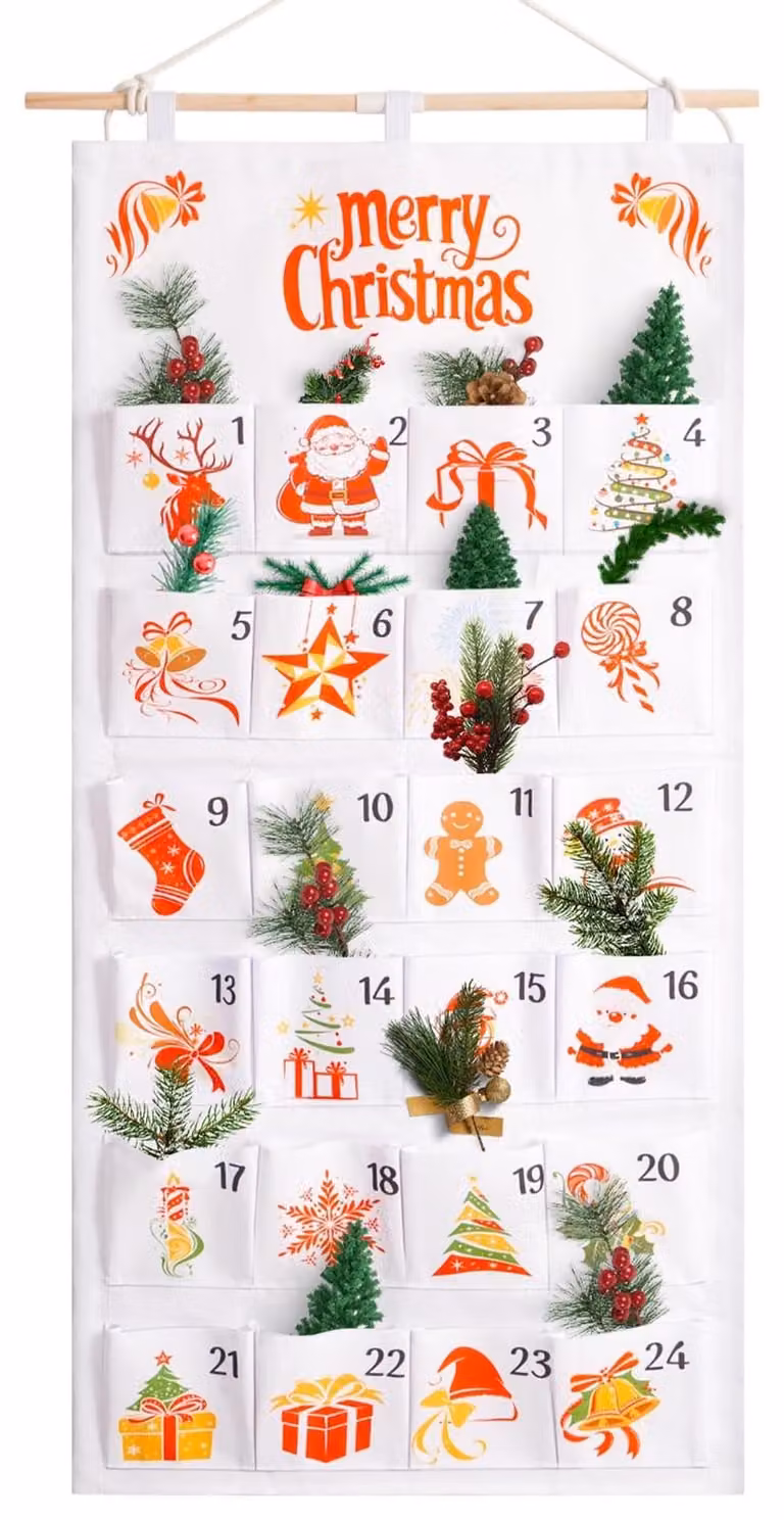 Calendario dell'Avvento natalizio con 24 scomparti per sorprese