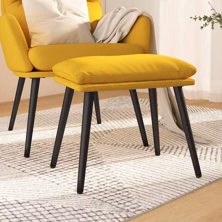 Poggiapiedi vidaXL in tessuto giallo con struttura in metallo L 45 cm x P 29,5 cm x H 35 cm