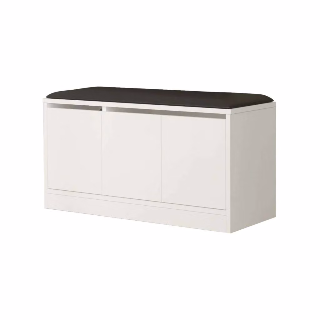 Scarpiera DMORA Bianca con Seduta Integrata e Scomparti Basculanti, Mobile da Ingresso Moderno in MDF, L: 90 cm, P: 35,5 cm, H: 45,8 cm – 2