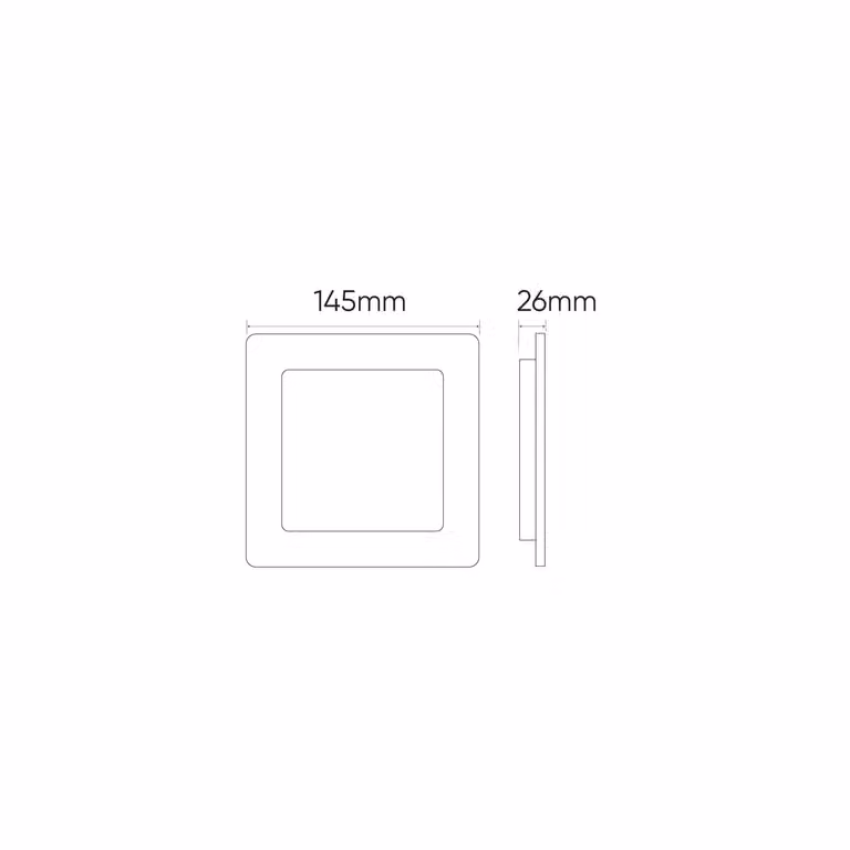 Downlight da incasso 145 mm, plafoniera da 12 Watt, 1250 lm (4000 K, bianco neutro), quadrata