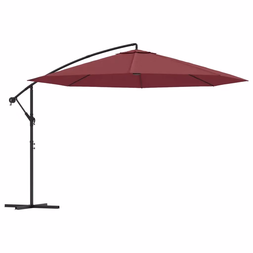 Ombrellone da giardino a sbalzo con palo in alluminio e copertura in poliestere, diametro 350 cm, colore rosso bordeaux – 2