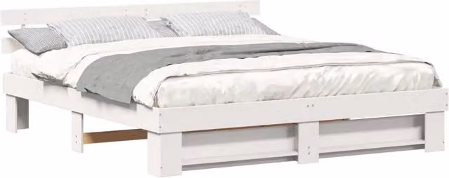 Letto matrimoniale | Letto per adulti | Struttura del letto Bianco 180 x 200 cm Pino massello