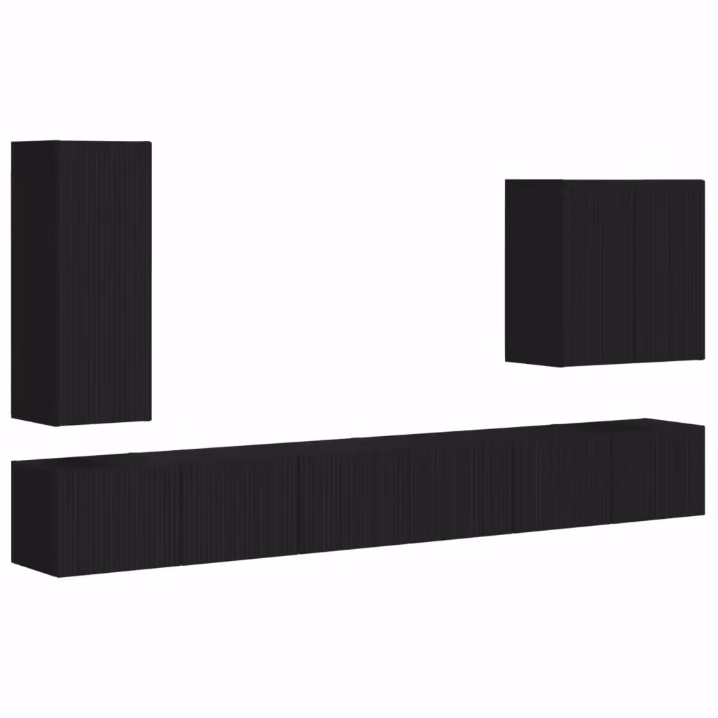 Set di 6 mobiletti da parete moderni vidaXL in MDF nero opaco per soggiorno – 2