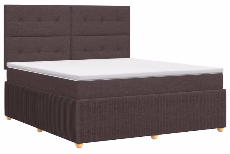 Letto a molle con materasso marrone scuro 140 x 190 cm in tessuto