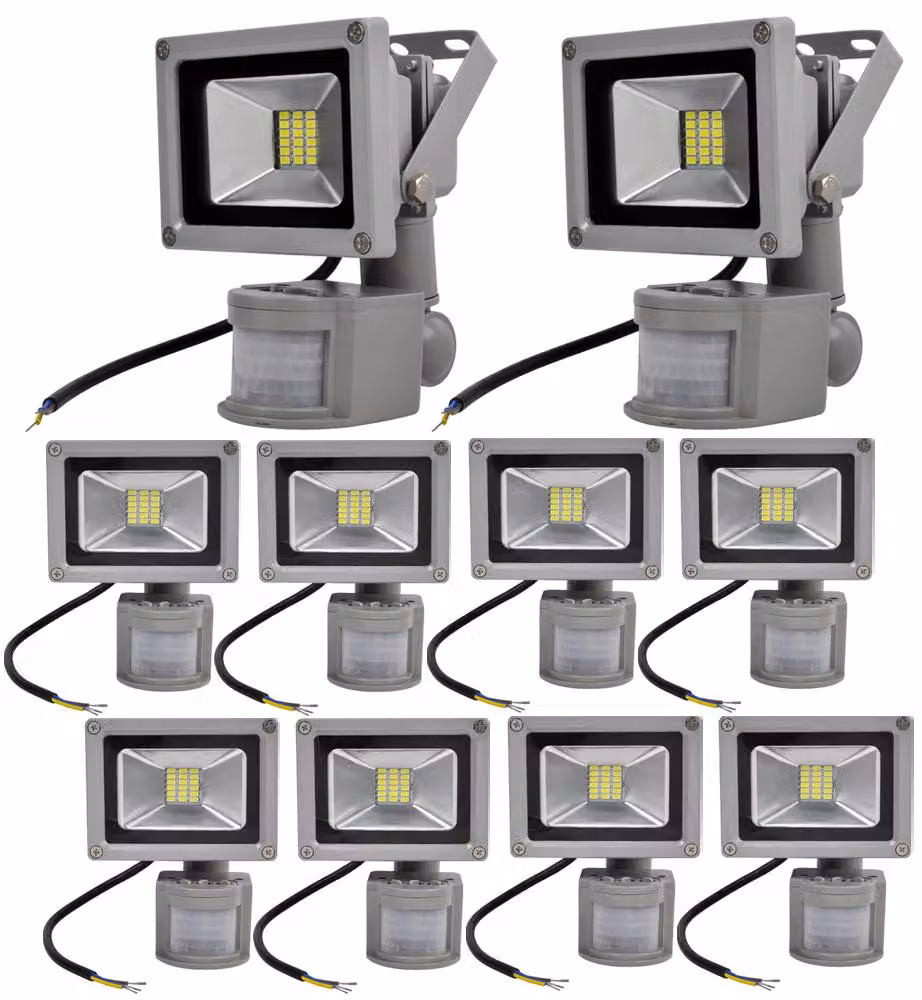 10pcs 20W LED proiettore SMD faretto con rilevatore di movimento PIR, Greenmigo 120 ° proiettore bianco freddo IP65 impermeabile