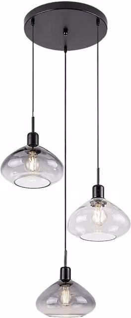 Lampadario Rabalux Dvora 3 luci E27 nero opaco vetro