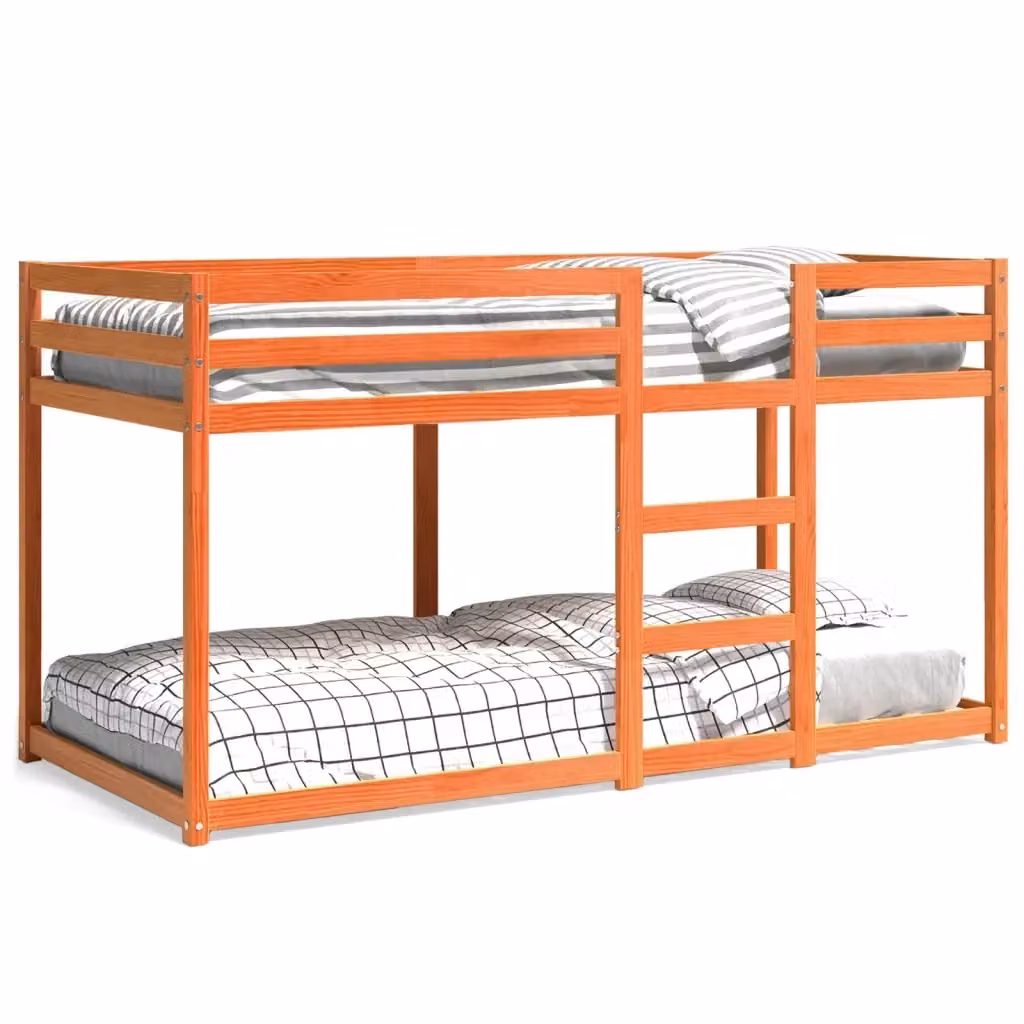 vidaXL Letto a Castello per Bambini in Legno di Pino Marrone Cera 90x200 cm – 2