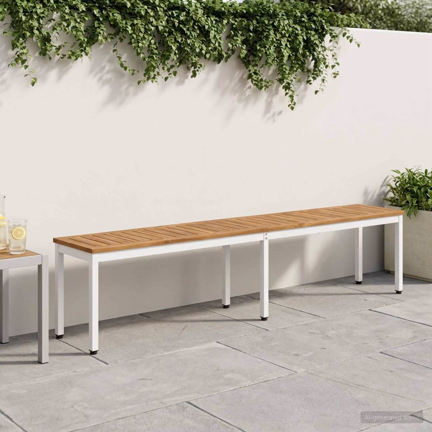 Panchina da giardino vidaXL in legno di acacia massello stile rustico, L 201 x P 35 x H 45 cm