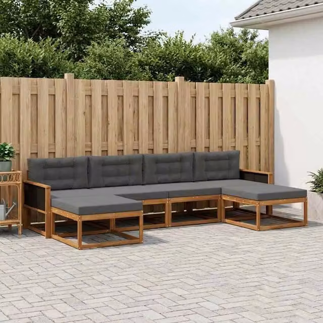 Set di divani da esterno 6 pz Naturale e Antracite 3382775