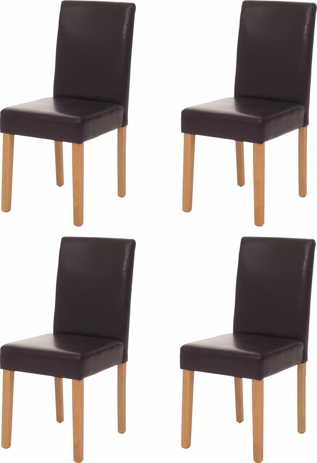 set di 4 sedie per sala da pranzo Sedia da cucina Littau certificata  ~ Pelle finta, gambe marrone chiaro