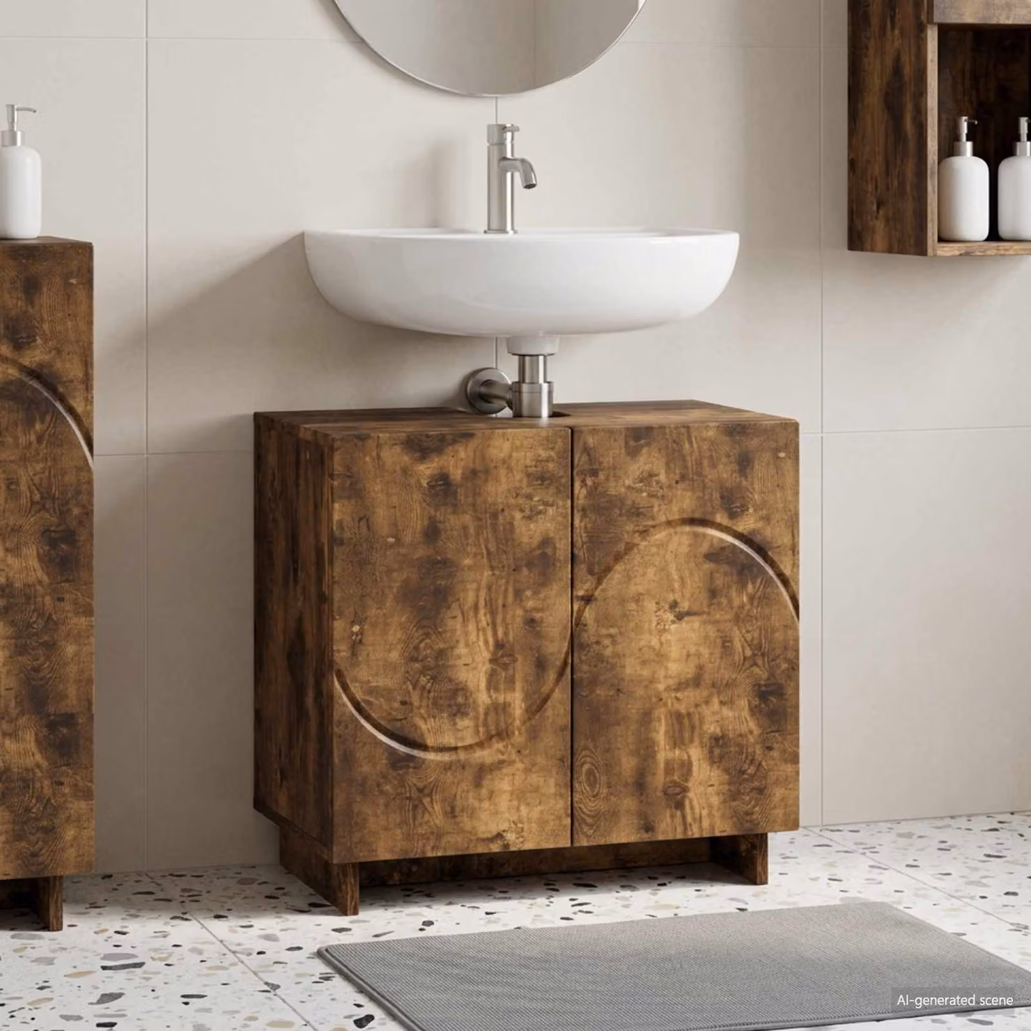 Mobile da bagno vidaXL in legno Rovere Fumo, L: 60 cm, P: 41 cm, H: 58 cm