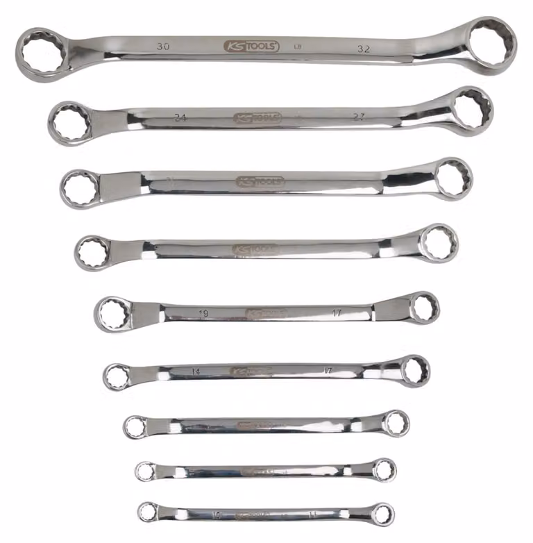 KS TOOLS ACCIAIO INOX Set di chiavi a doppio anello offset 9 pz - 964.1140