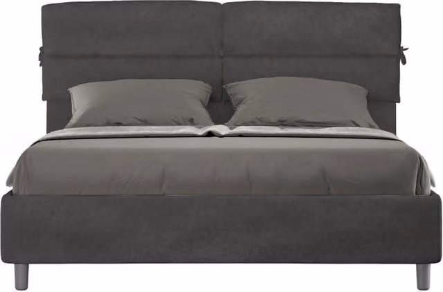 Letto imbottito Matrimoniale 160x200 cm Nandy - Senza rete,Microfibra,Grigio