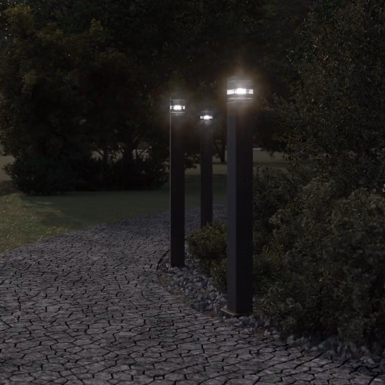 Lampada da Terra per Esterni Nera 110 cm in Alluminio