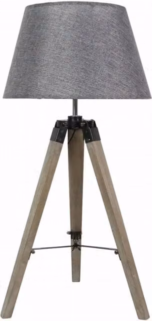 Candellux Lugano lampada da tavolo in legno e tessuto grigia, E27, Altezza: 68 cm