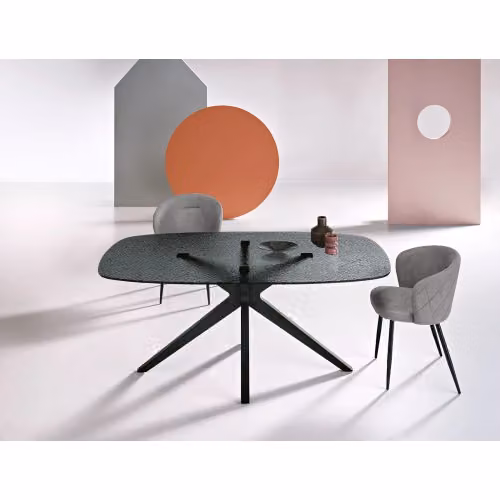 Tavolo fisso con piano in vetro martellato Fever - Ikone Casa