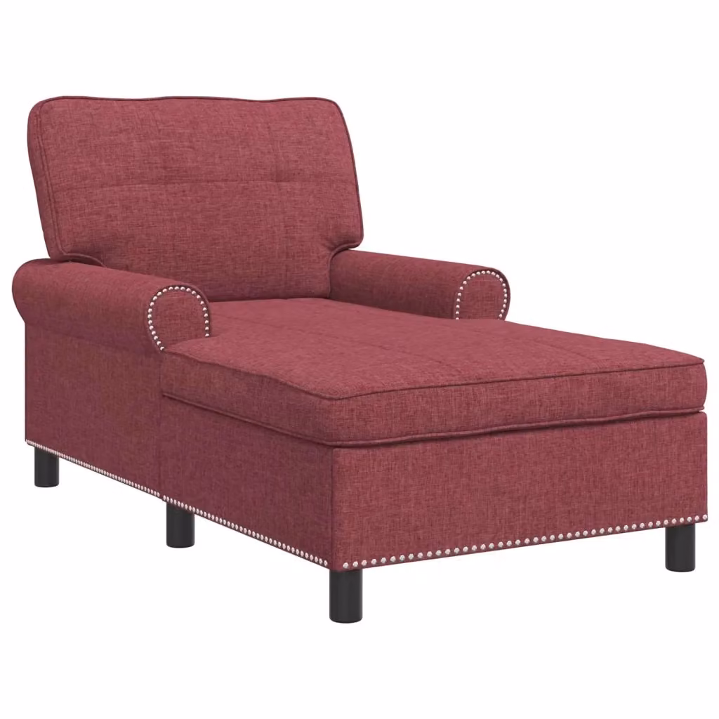 Chaise Lounge moderna vidaXL in tessuto rosso con cuscini, L/P/H: 91 x 157 x 91 cm – 2