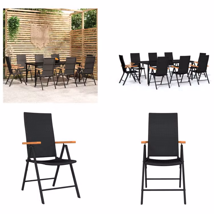 vidaXL Set da pranzo da giardino 9 pezzi nero - Set da pranzo da giardino - Set da pranzo da giardino - Set da pranzo - Set da salotto