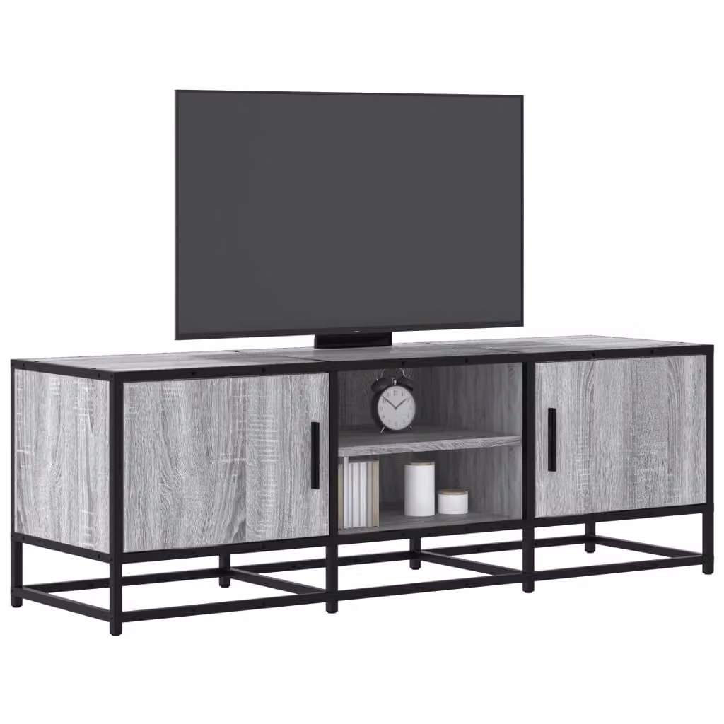 Mobile TV vidaXL in stile industriale in legno e metallo, Grigio, L 120 x P 35 x H 41 cm