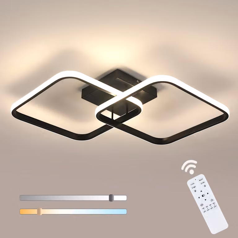Lampada da soffitto LED Osairous, dimmerabile, 50W, 5625LM, 3000-6500K, colore nero, diametro 64 cm