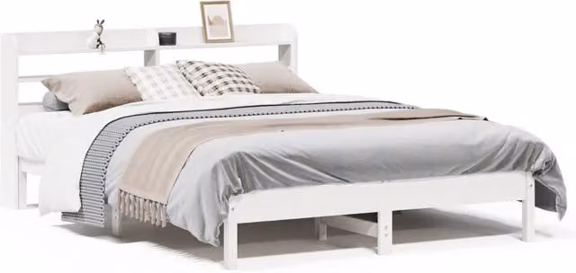 Letto matrimoniale | Letto per adulti | Letto senza Materasso Bianco 135x190 cm Legno Massello di Pino