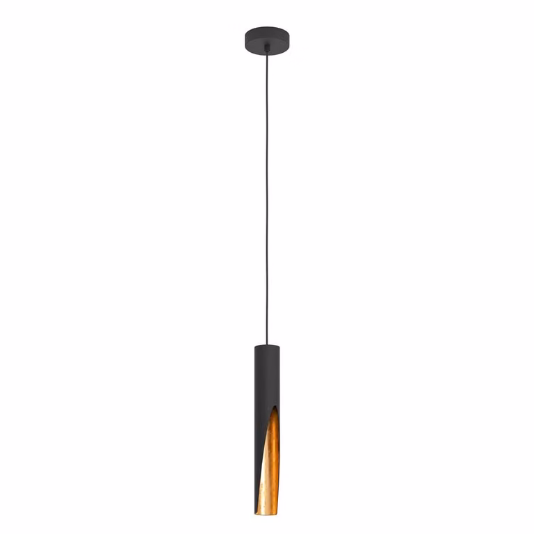 Lampada a sospensione BARBOTTO acciaio nero, oro GU10 1X4,5W H:110cm Ø6cm