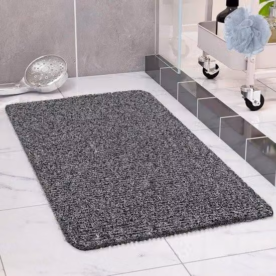 Tappetino antiscivolo per doccia, 40 x 80 cm, con scarico - tappetino antiscivolo in PVC morbido a forma di luffa per doccia - tappetini per doccia ad asciugatura rapida (bianco + nero)