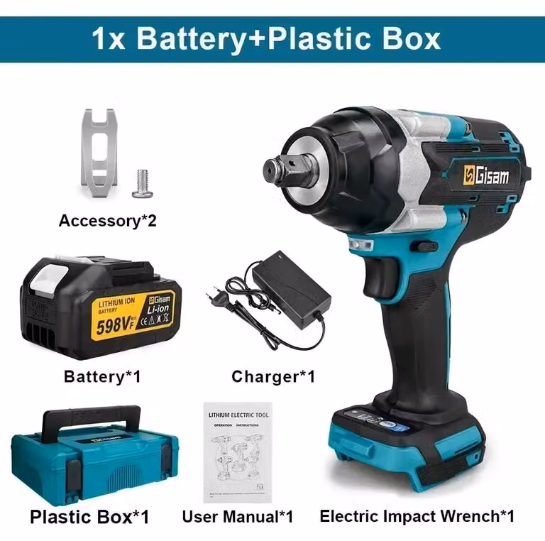 Avvitatore a percussione a batteria da 18V - Avvitatore a percussione brushless - Coppia di 1800 Nm - Attacco quadrato da 1,27 cm - 7000 giri/min - Set batteria singolo, modello EU