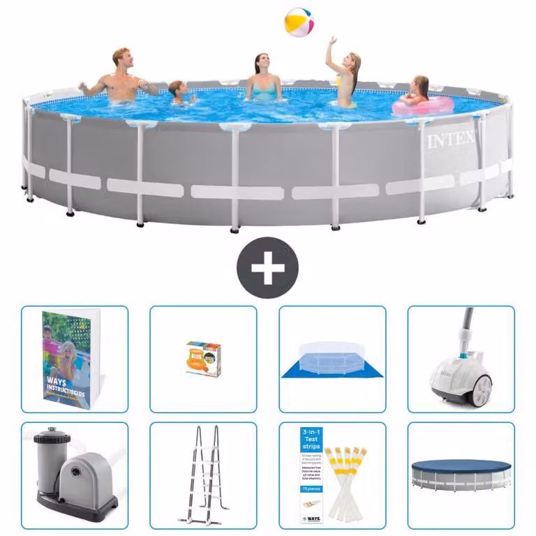 Struttura per piscina a forma di prisma - 610x132 cm - composta da 7 elementi - modello S590