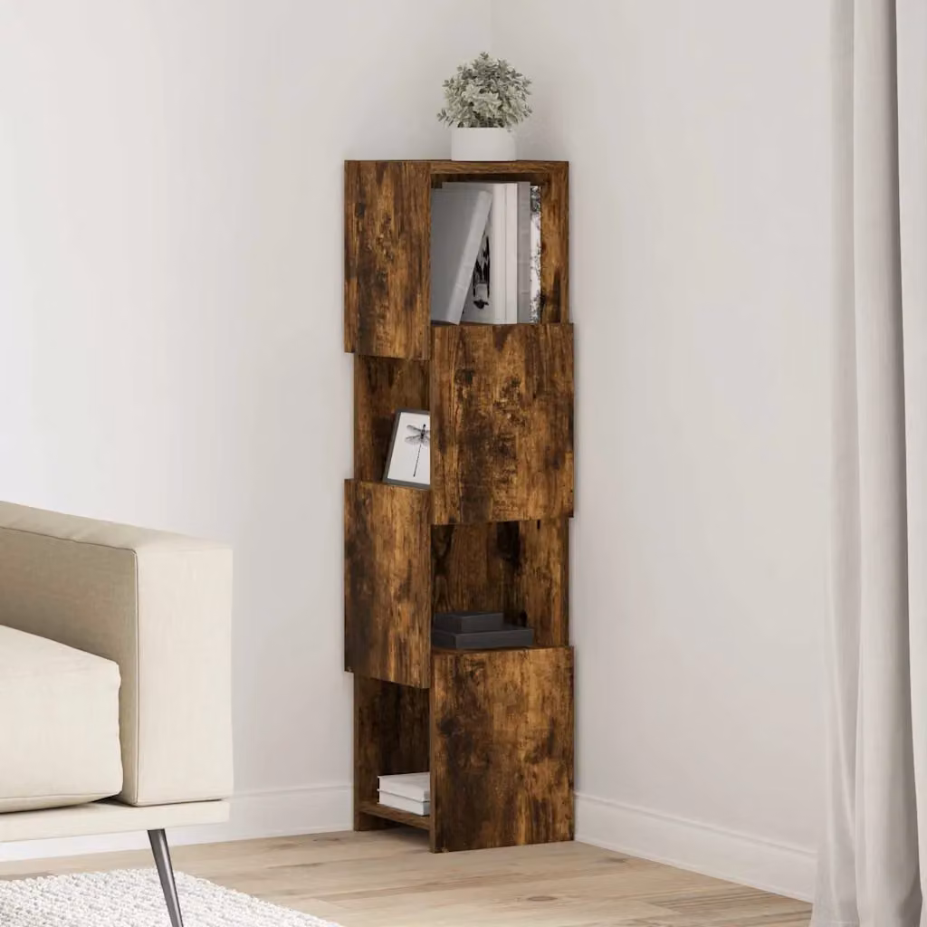 Mobile angolare vidaXL in legno ingegnerizzato Rovere fumé L 25,5 cm x P 25 cm x H 102 cm