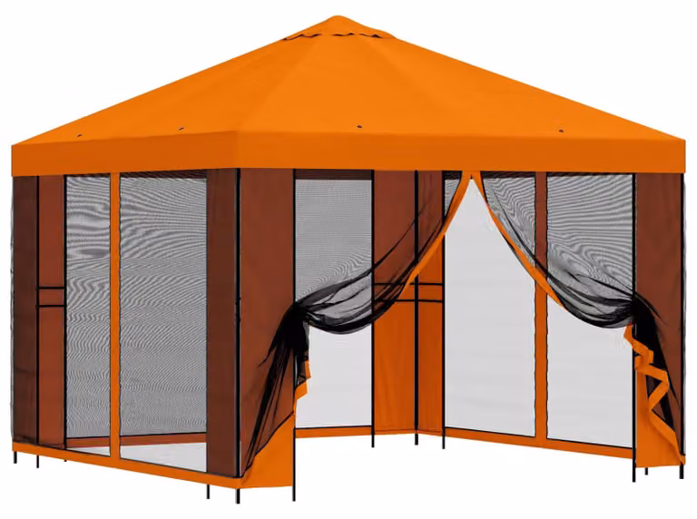 Gazebo da giardino con pareti laterali 3 x 3 m Arancione