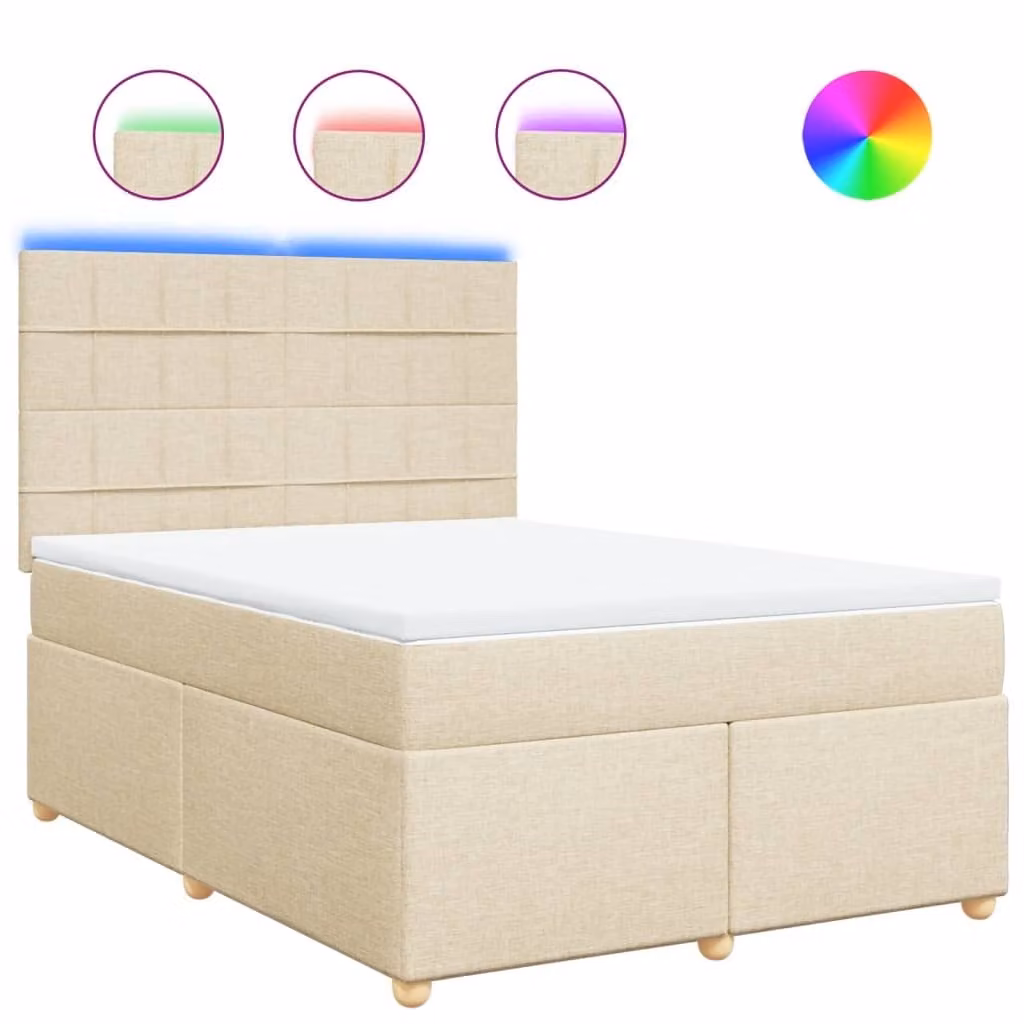Giroletto a Molle con Materasso Crema 140x19 cm in Tessuto
