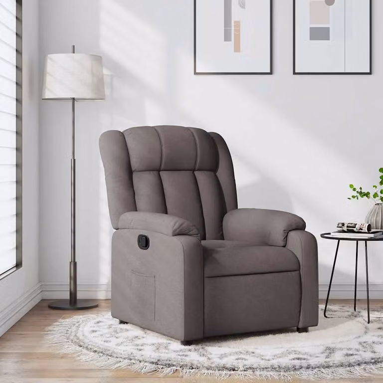 vidaXL Poltrona Reclinabile Relax in Tessuto con Braccioli, Colore Beige/Grigio