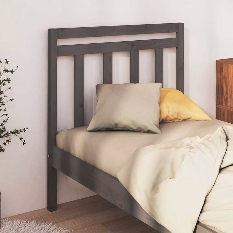 Testiera per letto vidaXL in legno massello di pino, stile rustico, grigio, L: 96 cm, P: 4 cm, H: 100 cm