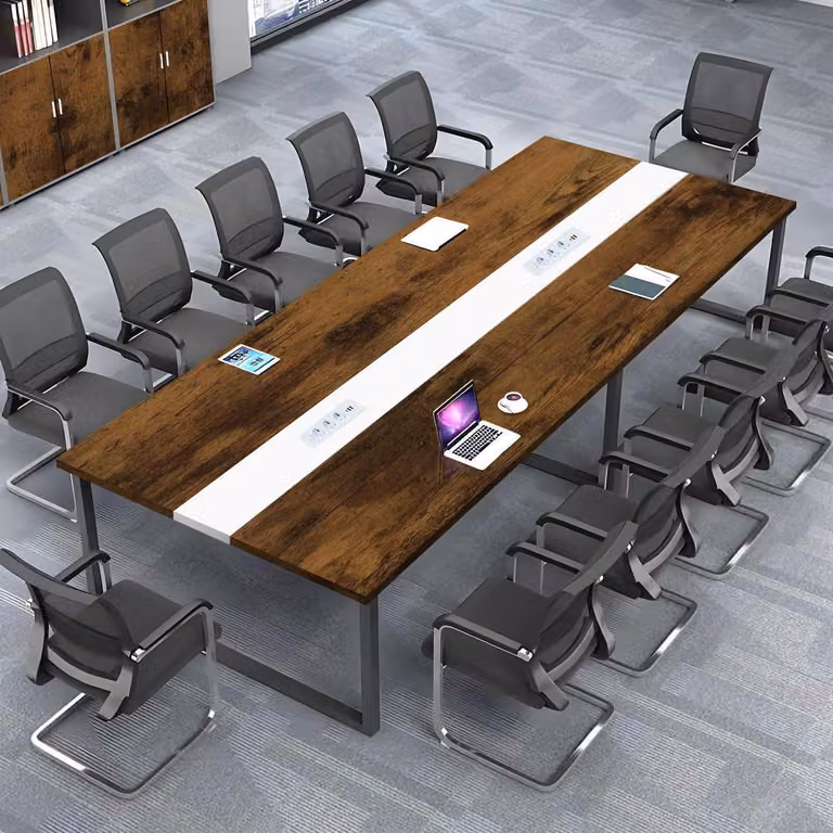 Tavolo da conferenza con sistema di gestione dei cavi, dimensioni 240x120x74 cm, design moderno, ideale per l'ufficio