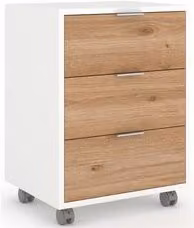 Cassettiera da ufficio QUADRANTE 733 Sarmog con 3 cassetti, Bianco neve e Rovere cadiz, Larghezza: 50 cm