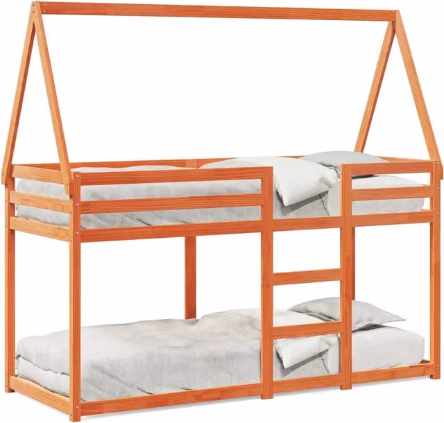 Letto singolo | Letto per adulti | Letto a Castello con Tetto Cera 90x200 cm Legno Massello Pino