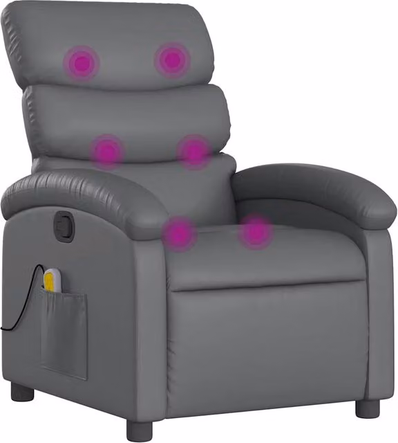 Poltrona Massaggiante | Sedia Relax Reclinabile Grigia in Similpelle