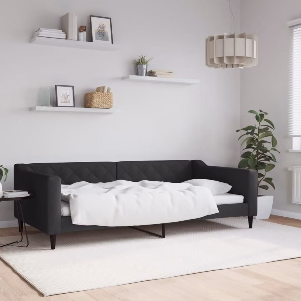 Letto da giorno vidaXL in tessuto nero con struttura imbottita L: 100 cm, P: 200 cm, H: 67 cm