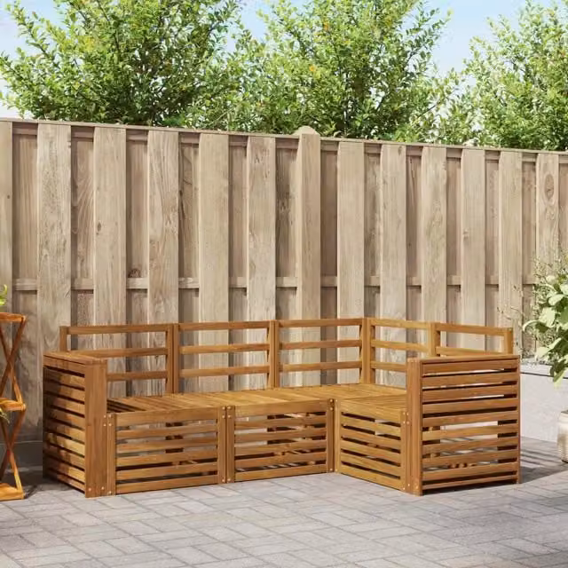 Set di divani da esterno 4 pz Naturale Poliestere 3374734