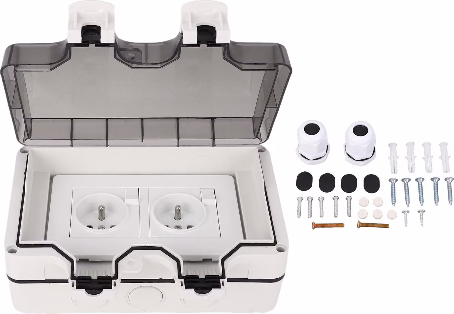 Presa impermeabile da esterno, standard francese, doppia presa con interruttore, accessori di potenza, 16 A